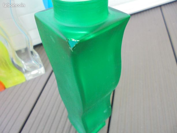Vase Vintage IKEA Forme Vague Jaune/Vert des Années 2000