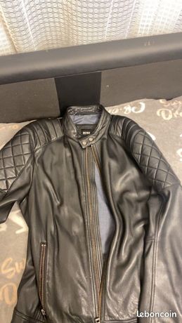 Manteau En Cuir Vachette Hugo Boss - Taille 52 - Noir - Quasi Neuf Sans étiquettes
