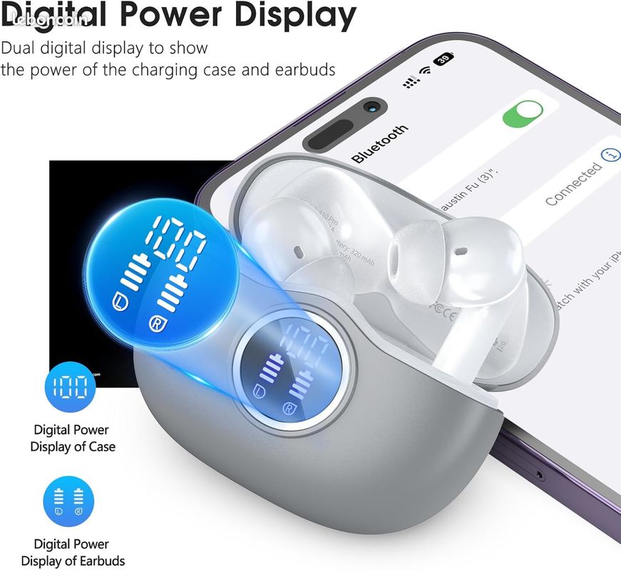 Écouteurs Bluetooth 5.3 Lekaby - Réduction Bruit AI, 48H Autonomie, Son HiFi 13mm (Noir)