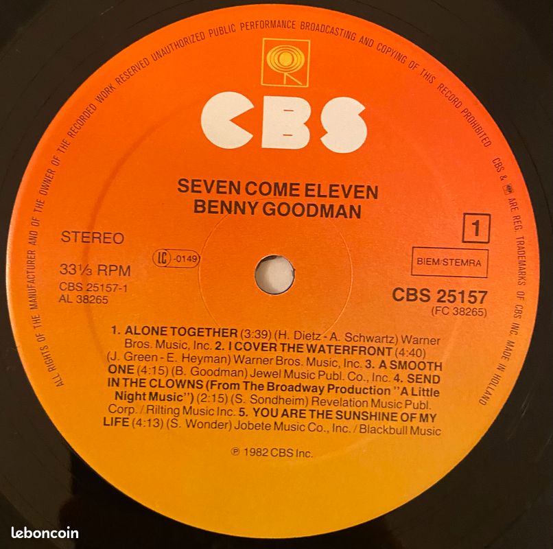 Vinyle - Benny Goodman - Seven Come Eleven - CBS 25157 (image 6)