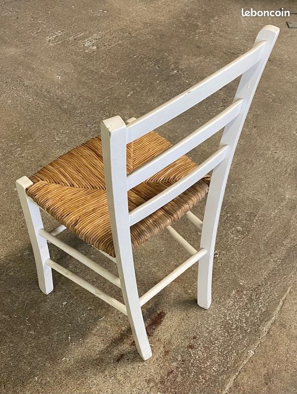 Chaises blanches bois paille (image 2)