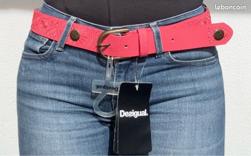 Ceinture Desigual femme rose corail et broderies ton sur ton taille 85 neuf (image 2)