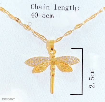 Pendentif Charm Libellule En Or Jaune 18K (750) - Longueur 13mm - Unisexe - Neuf Avec Étiquettes