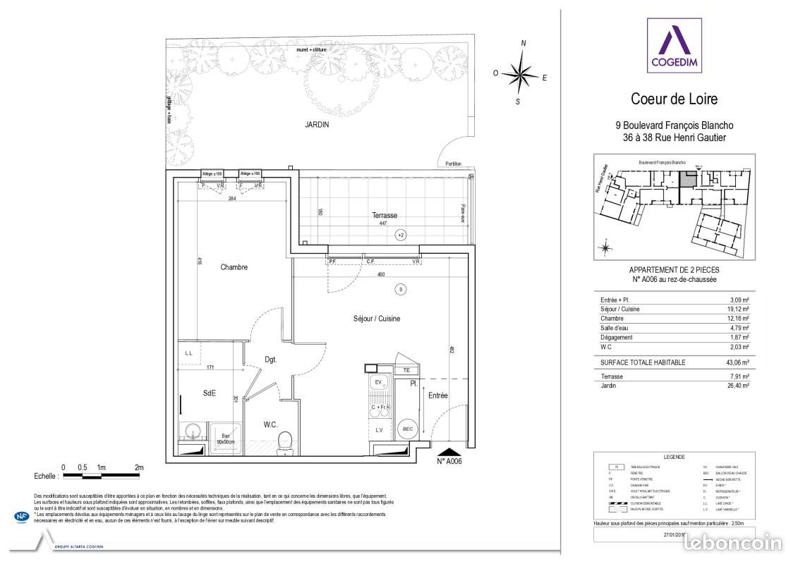 Appartement 2 pièces 43 m² · à Couëron · 43 m² · 594 €
