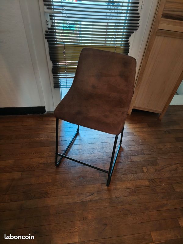Chaise bar tissu imitation cuir vieillit (image 1)