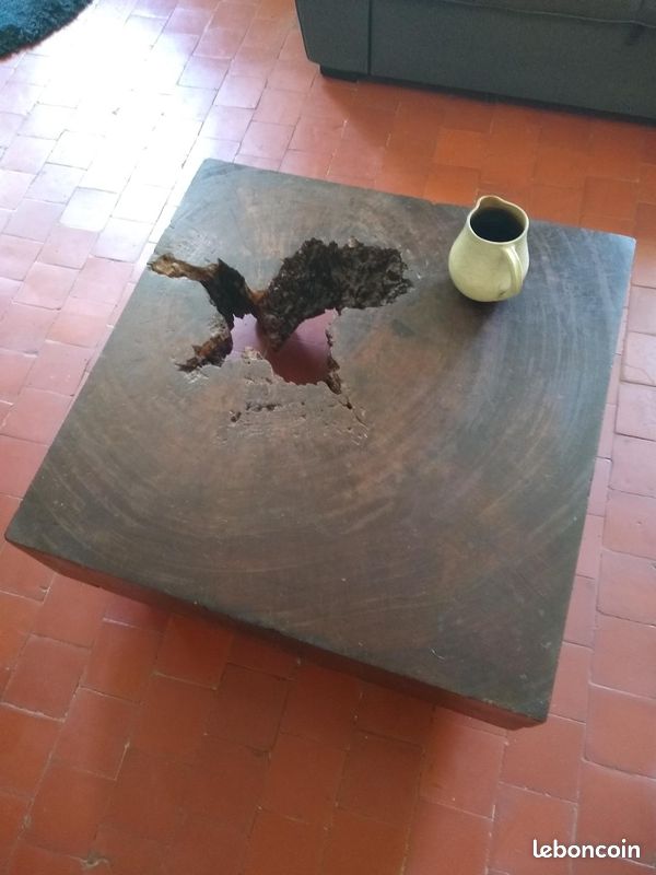 Table basse sur roues bois massif (image 2)