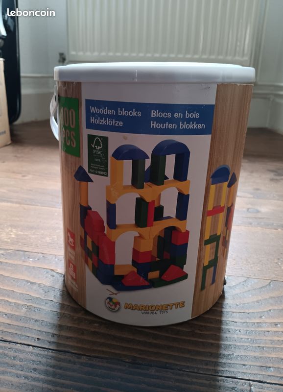 Jeu de construction en bois avec modèles (34 pièces) - Jeu de