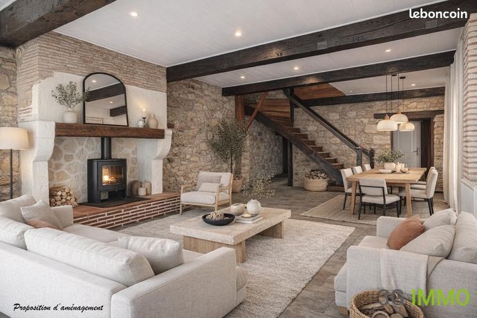 Maison de village en pierre avec grand garage | Cœur de Meilhan-sur-Garonne | Commerces et écoles à pied