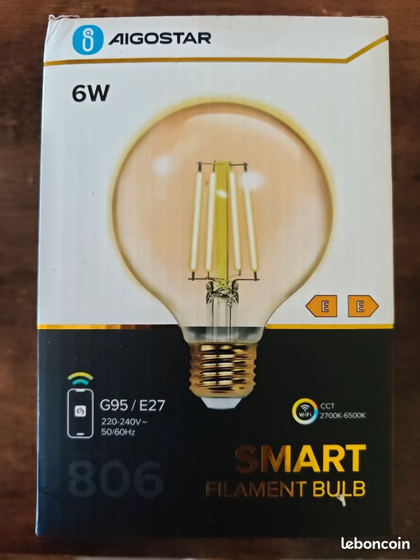 Pack De 6 Ampoules Connectées Aigostar Edison E27 6W - WiFi, Compatible Alexa Et Google Home - Dimmable 2700K-6500K - Style Vintage