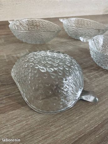Lot De 10 Coupelles à Dessert En Verre Moulé - Vintage Années 70/80 - Transparent