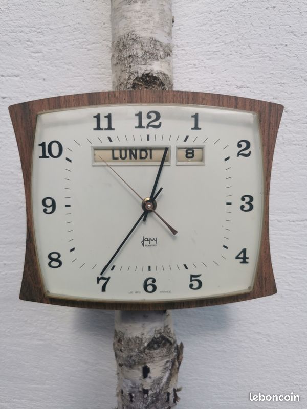 Horloge murale vintage Japy 276 Transistor – calendrier jour/date – années 70 (image 1)