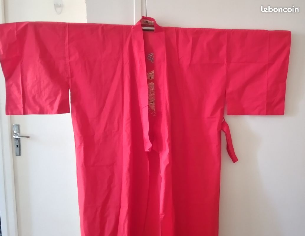Kimono japonais coton rouge L (image 1)