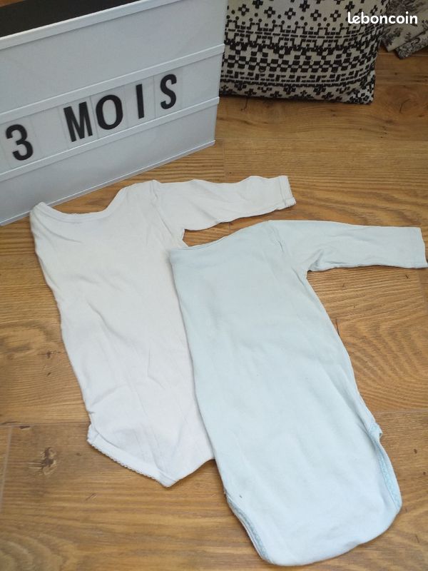 Lot de 2 bodies petit bateau 3 mois manches longues body portés par 2 bébés (image 4)