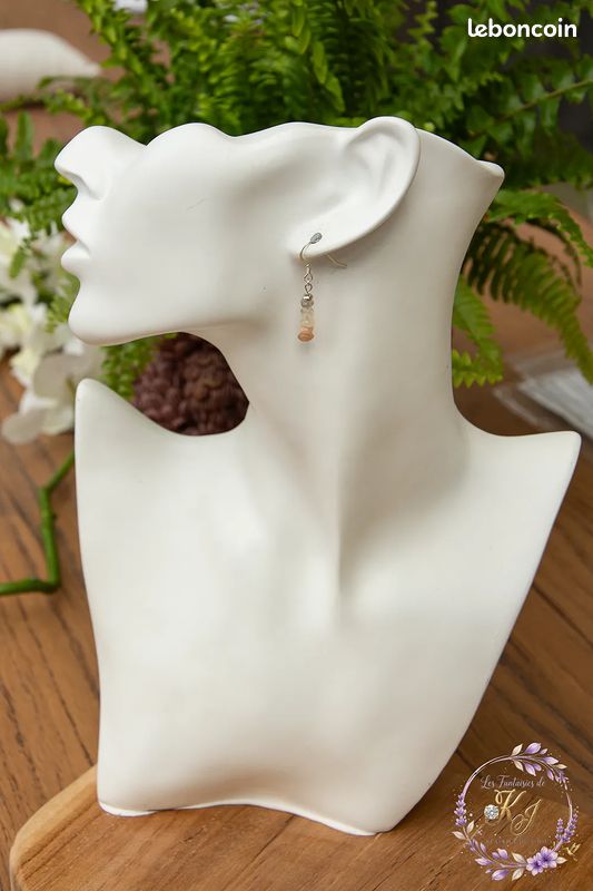 Boucle d'oreille en pierre précieuse Kunzite rose, bijoux faits à la
