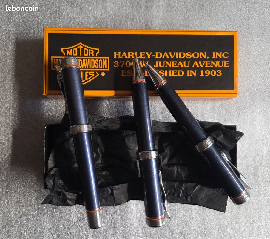 Parure Stylo Harley-Davidson - Stylo Plume Et Bille - Bordeaux - Occasion - Pièce Collector