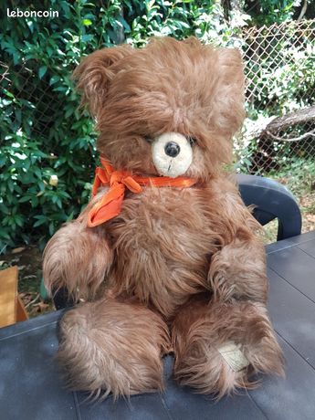 Fb3/ Doudou Peluche Vintage Dany Paris Ours Blanc Noir 38
