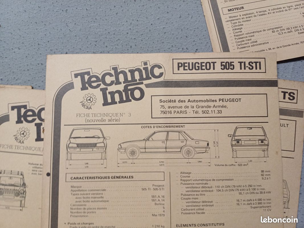 Fiche technic info voiture Francaise annee 70 - 90 (image 8)
