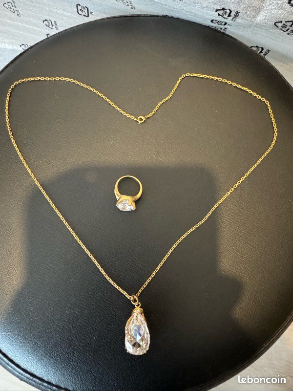 Pendentif Plaqué Or Avec Zirconia - Bijou Vintage Très Bon état, Plaque Brillante