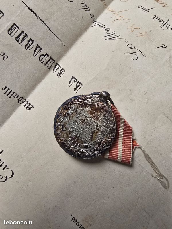 Diplôme médaille Italie 1859 Napoléon III 43e RI militaria (image 7)