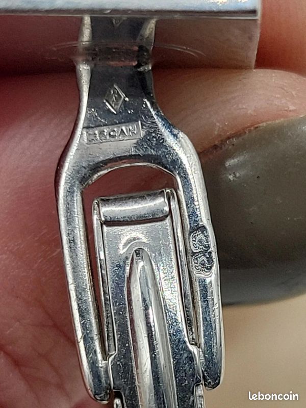 Bouton de manchette ancien de collection argent massif cuffl à Adé