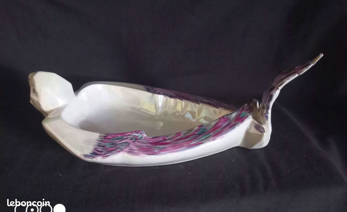 Céramique Limousine - Grand vide poche Art Déco en forme de pigeon en porcelaine de Limoges (image 5)