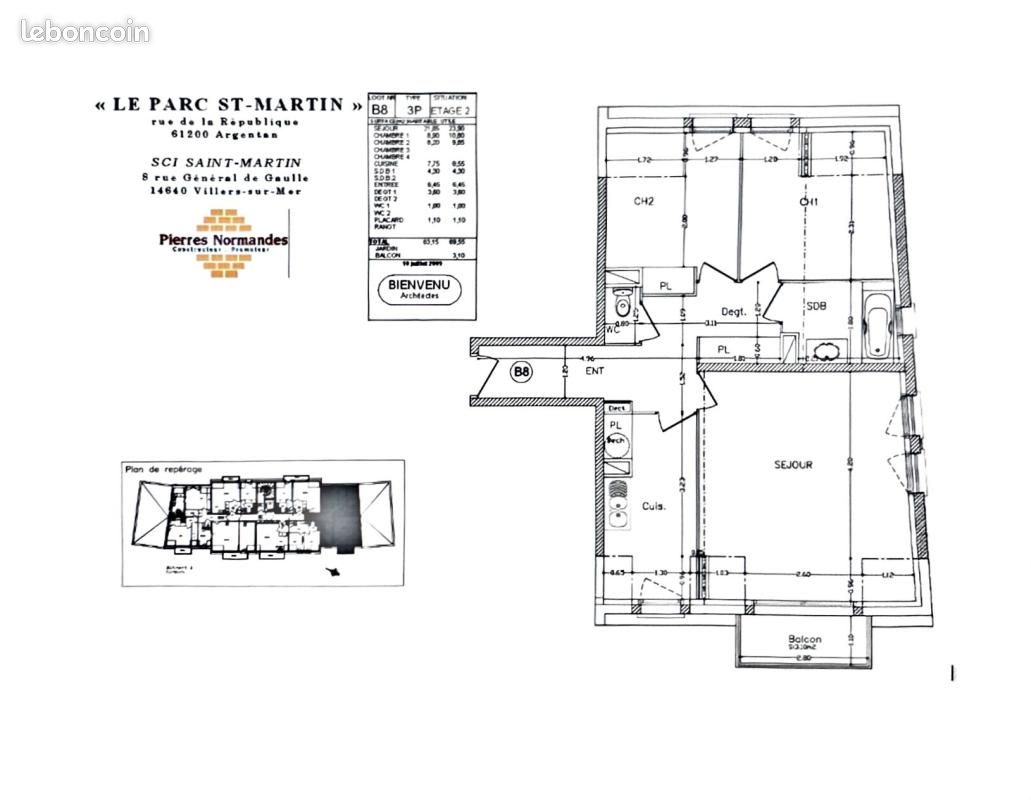 Appartement 3 pièces 63 m² · à Argentan · 63 m² · 130 500 €