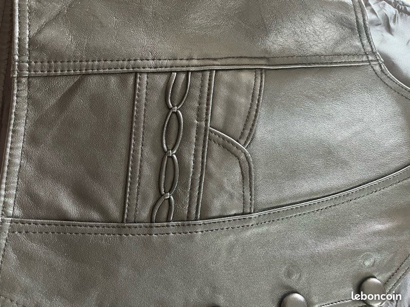 Gilet cuir sans manche noir (image 3)