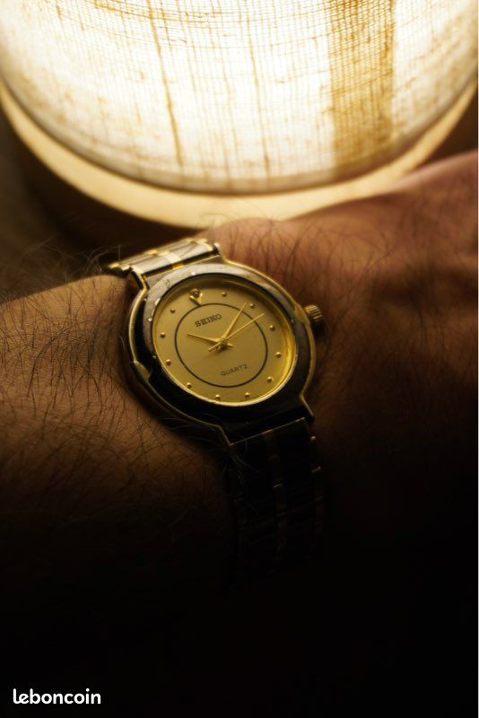 Montre Femme Seiko Vintage - Quartz - Boîtier Laiton Doré - Bracelet Acier - Années 90 - Fonctionne