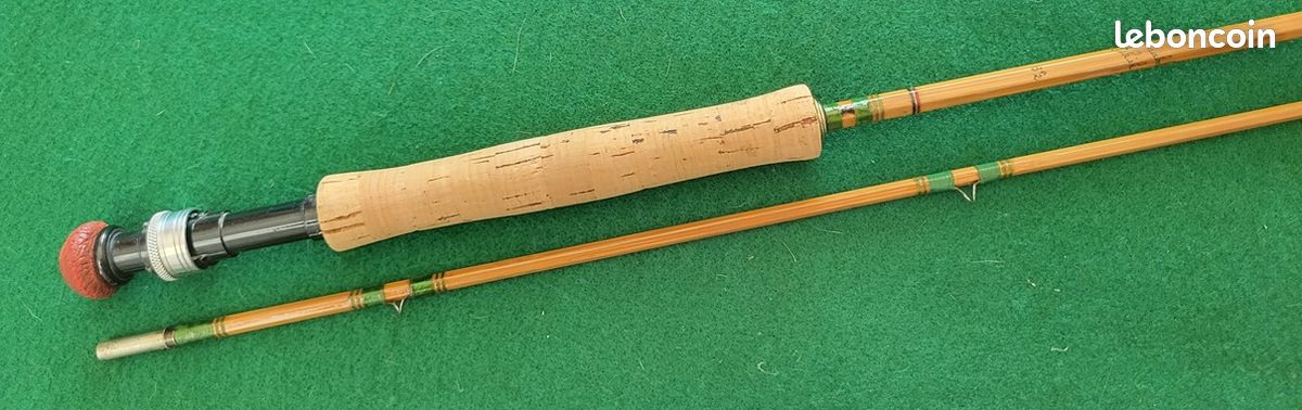 Pêzon et Michel, canne à pêche ancienne en bambou refendu... - 85642593