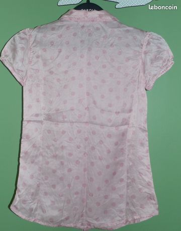 Blouse Rose Fuschia Lili Gaufrette Pour Fille 14 Ans - Manches Longues, Coton Mixte, état Parfait