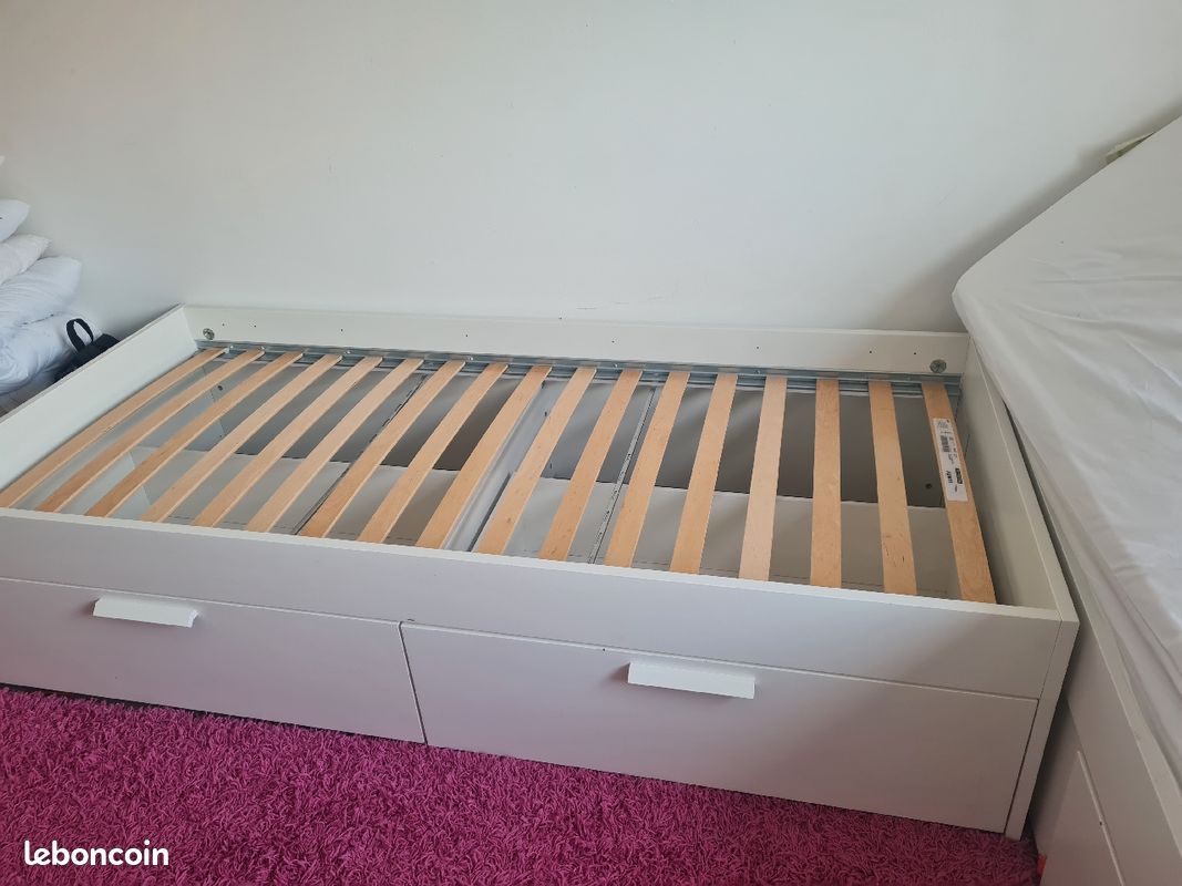 Vends 2 Lit brimnes ikea sommier + matelas 100euro (image 5)