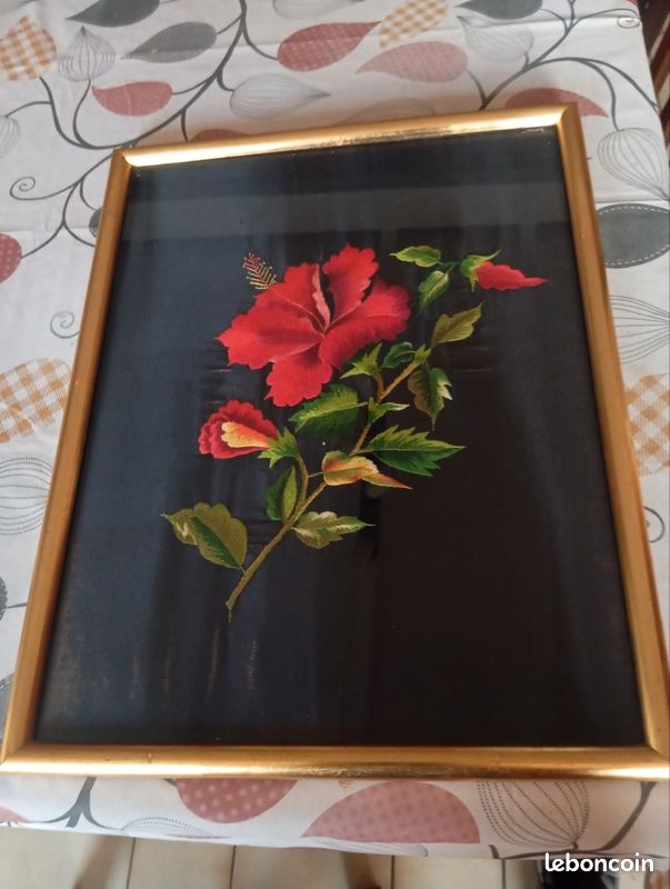 Broderies sous verre ancienne (image 3)