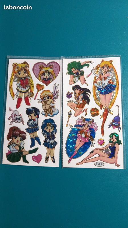 Lot de 4 planches de stickers holographiques Sailor Moon années 90 (image 2)