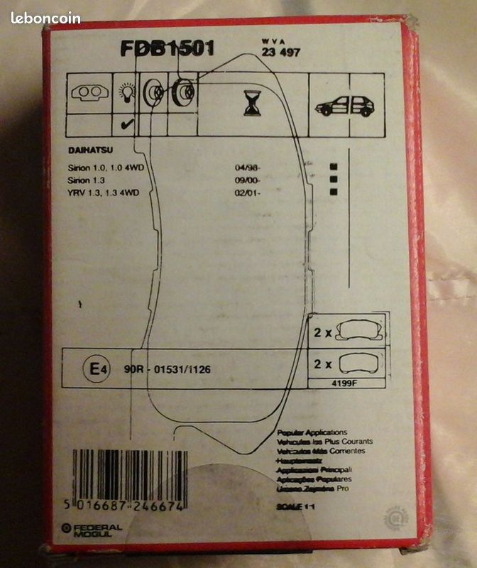 Plaquettes de frein DAIHATSU Sirion I (image 3)
