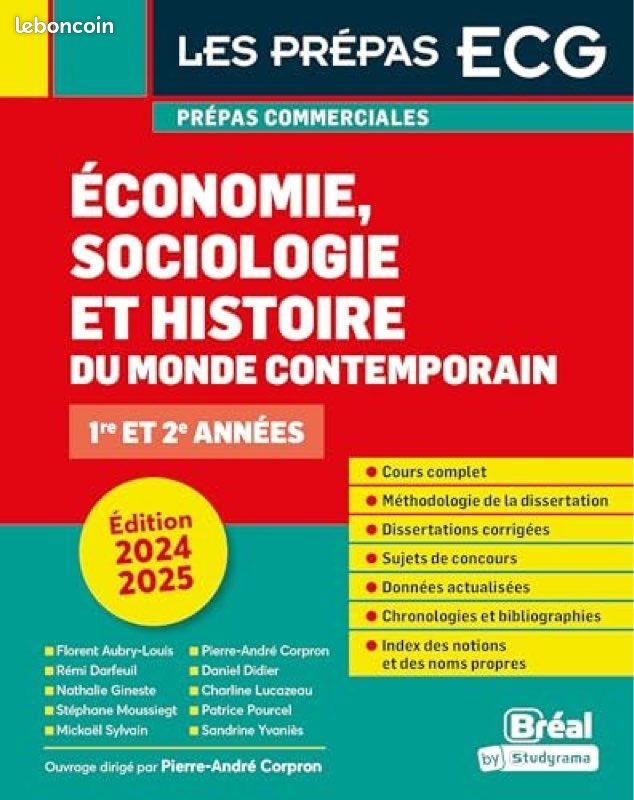 Manuel « Économie, Sociologie et Histoire du monde contemporain » - Prépa ECG - Breal by Studyrama (image 1)