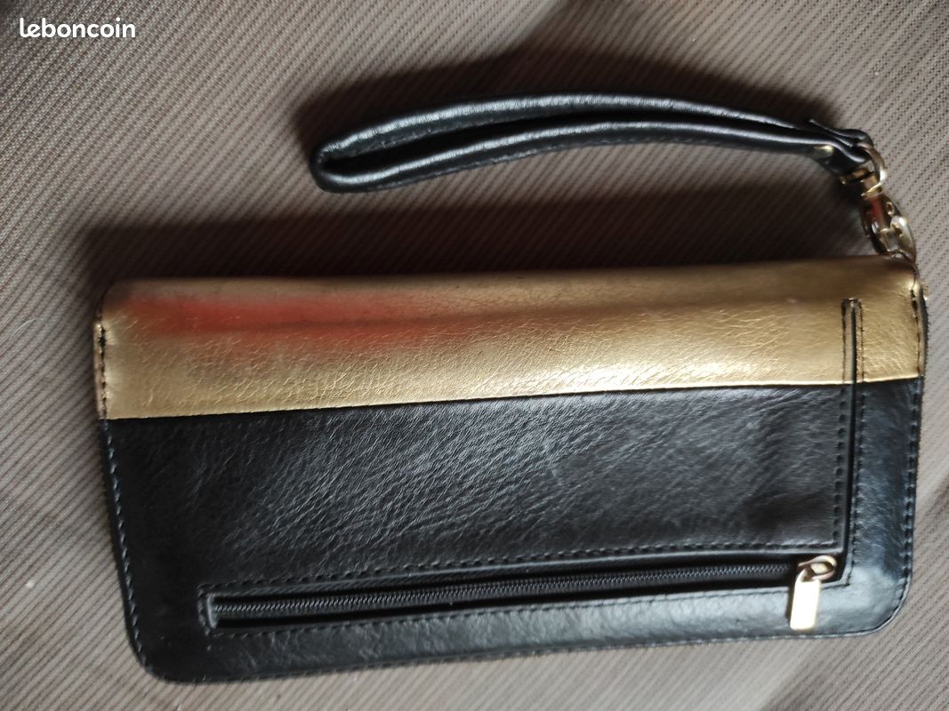 Compagnon Fossil cuir noir et or (image 1)