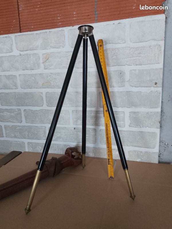 Trépied Télescopique Vintage Pour Appareil Photo – Métal Doré Et Noir – Hauteur 110cm