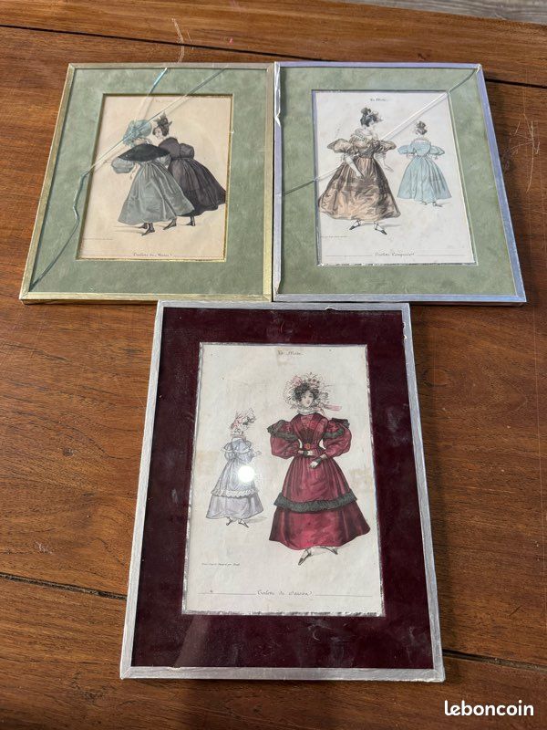 Lot de gravures de mode anciennes encadrées – style XIXe / La Mode (image 1)