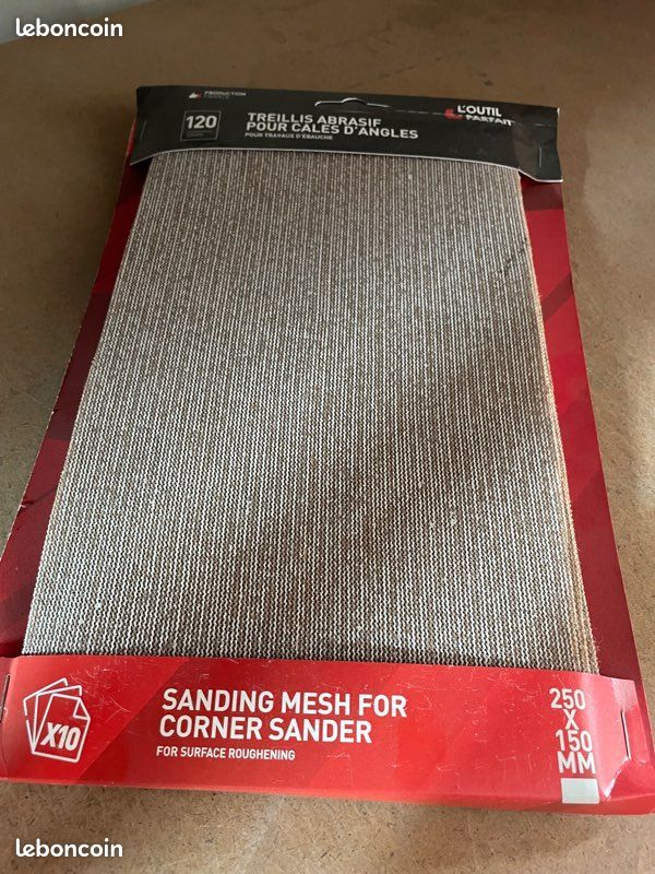 Treillis abrasif pour cales à poncer d'angles Lot de 10 Grain 120 ERGOLISS (image 1)