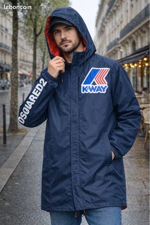 Manteau Coupe-vent Dsquared2 Homme à Capuche - Rouge - Taille US M / IT 50 - Neuf Sans étiquettes