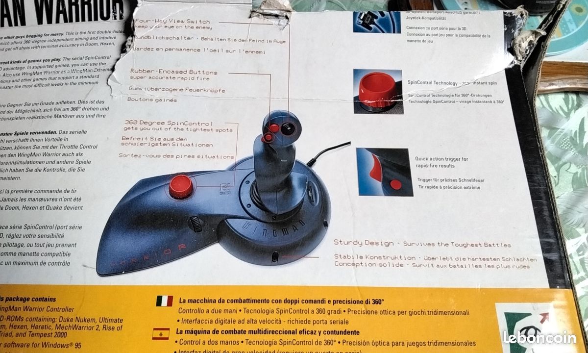 Joystick Vintage Logitech Wingman Warrior – Manette PC, état Fonctionnel