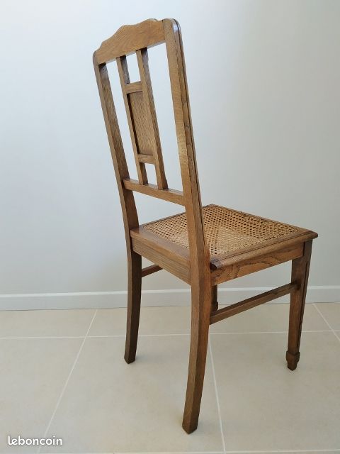 Paire chaises Chêne massif cannées Art déco / cannage (image 3)