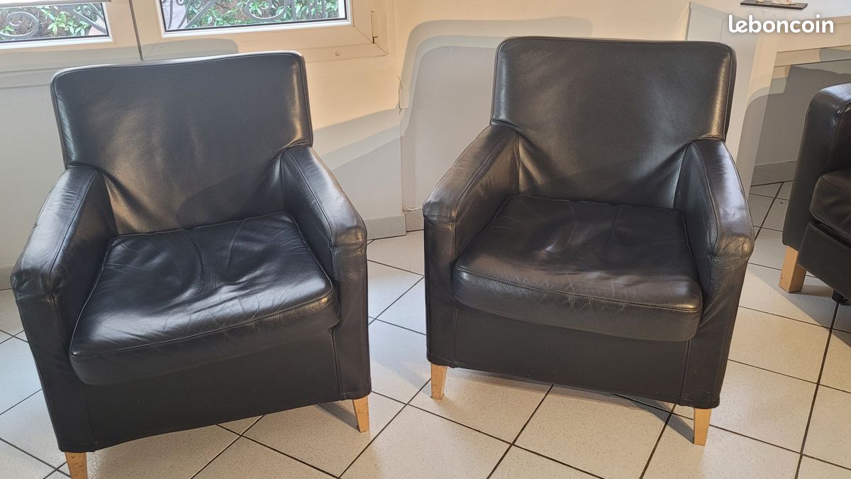 2 fauteuils+canapé convertible cuir 1000 A Debattre (image 4)