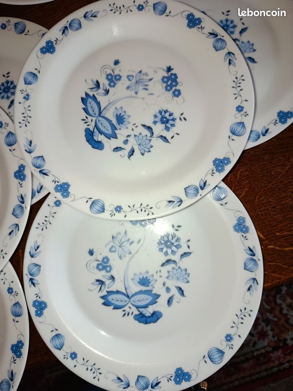 Lot93 Of 6 Small Flat Plates Vintage Arcopal France D 20cm Floral Decor - Sold
