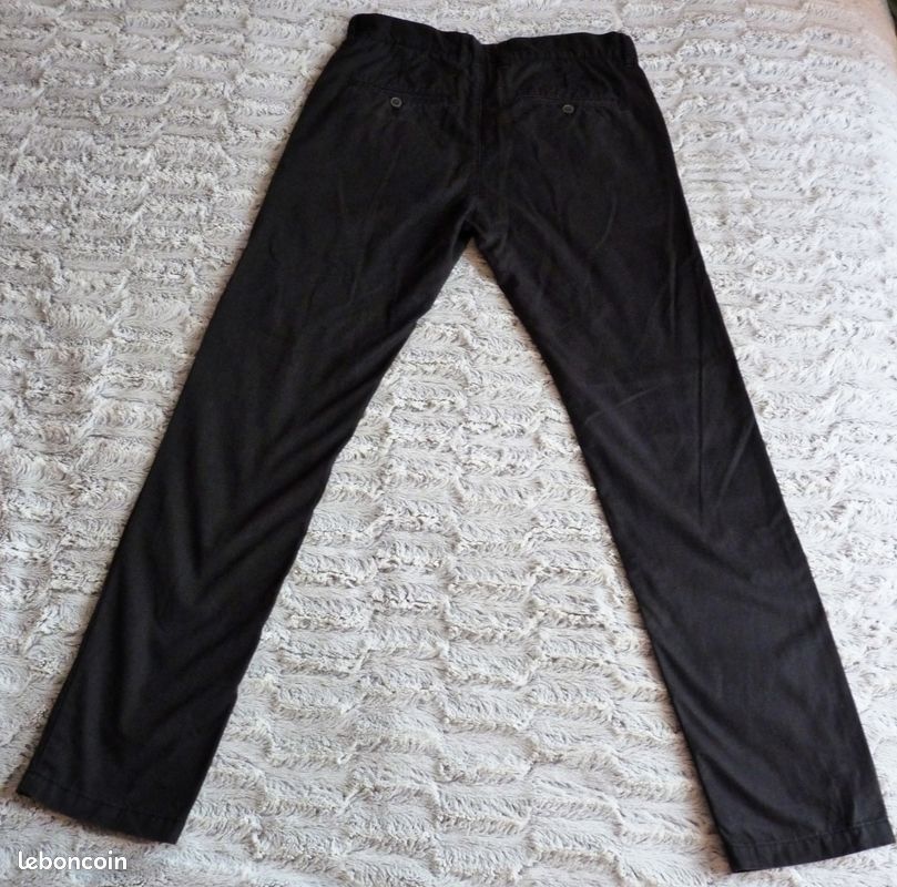 Pantalon Chino Homme Noir H&M - Taille 29 - Fermeture à Boutons - Très Bon état D'occasion