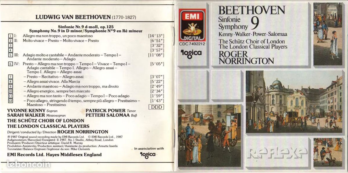 Ludwig van Beethoven Livret + Back Cover de l'album Symphonie Nr. 9 par Roger Norrington (sans CD et sans boitier) (image 3)