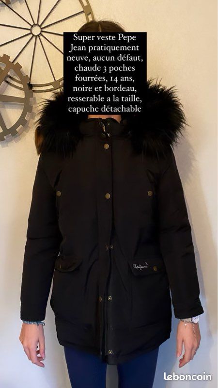 Marque Pepe Veste Pepe Jeans Fille Veste Doudoune Noire Fille De