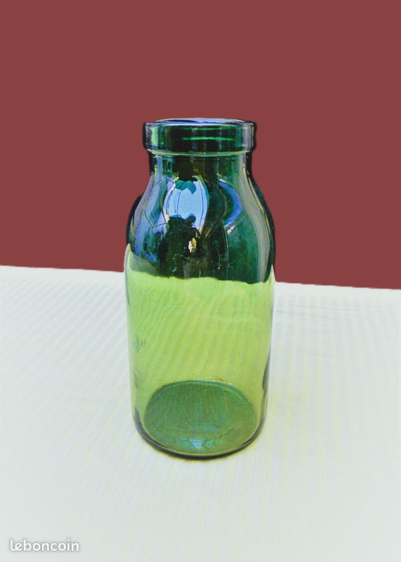 Bocal Solidex 1 Litre En Verre Vert - Rare Modèle Original - Style Campagne