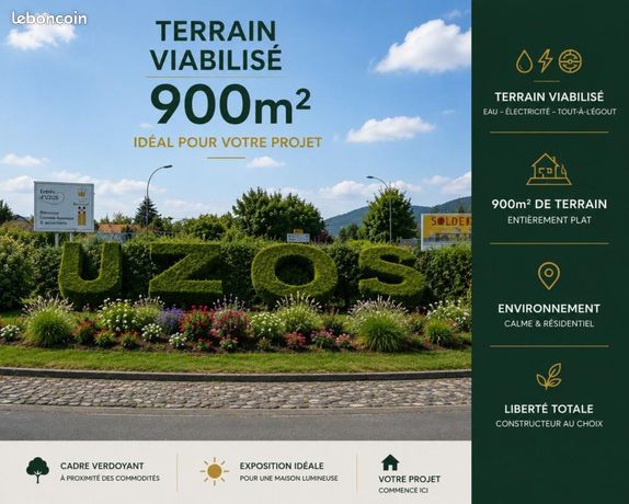 Terrain 904 m² Uzos
