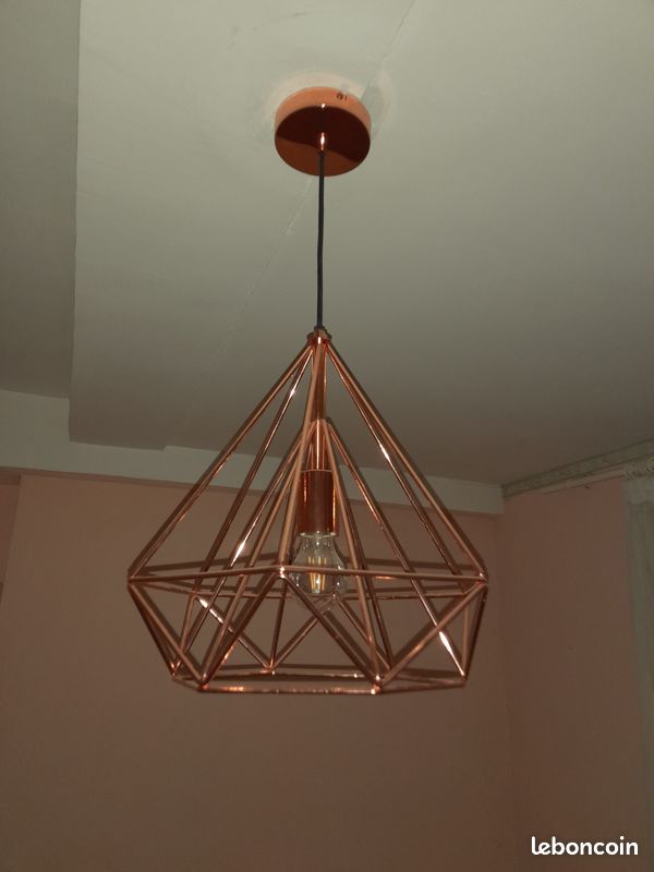 Luminaire intérieur suspension métal cuivre "Byron" (image 1)